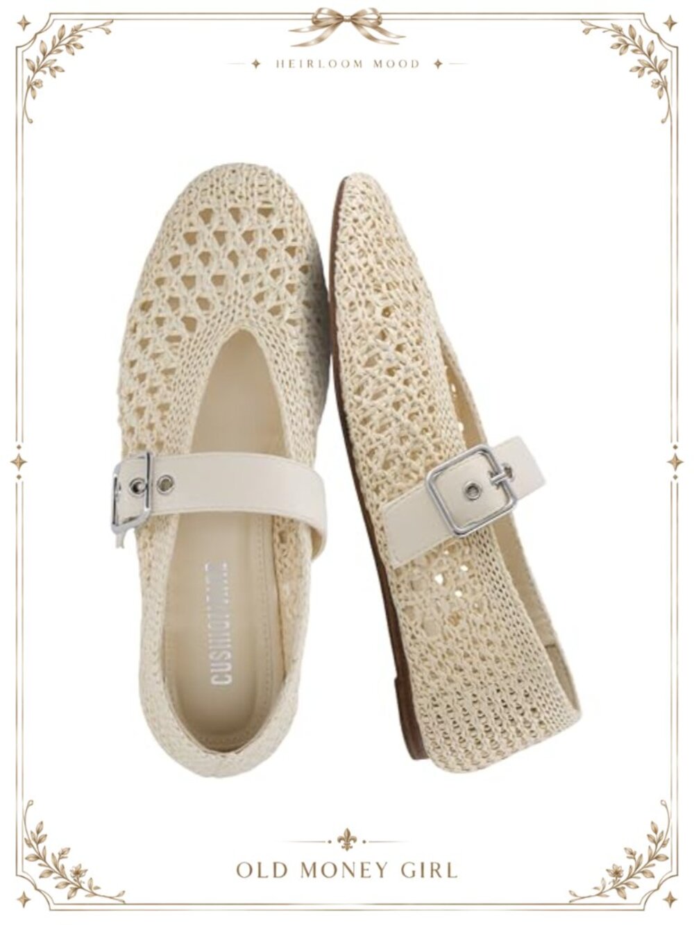 Woven Mary Jane Ballet Flats Memory Foam Cushioned Womens Shoes